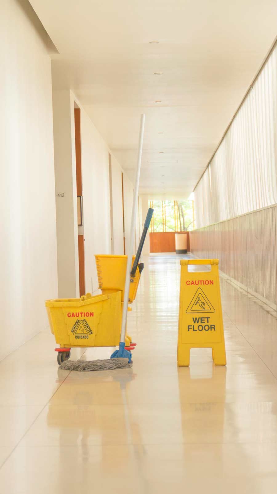 Post-construction cleaning in progress