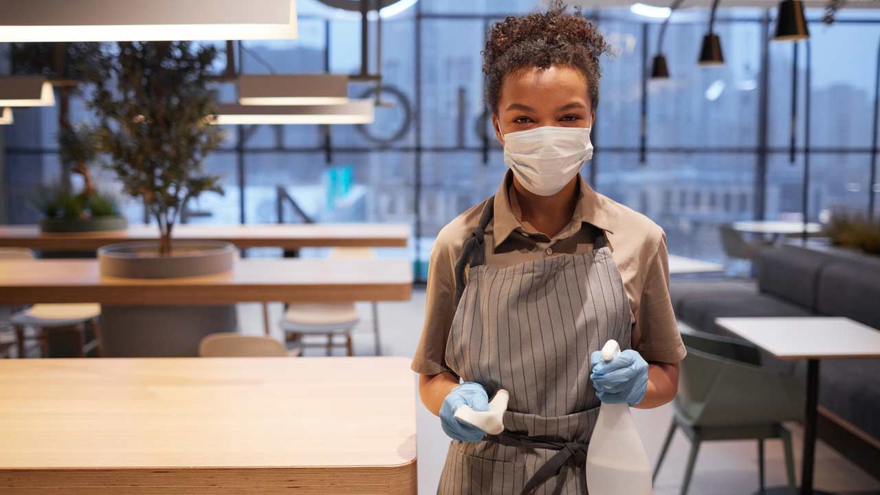 Storefront floor cleaned