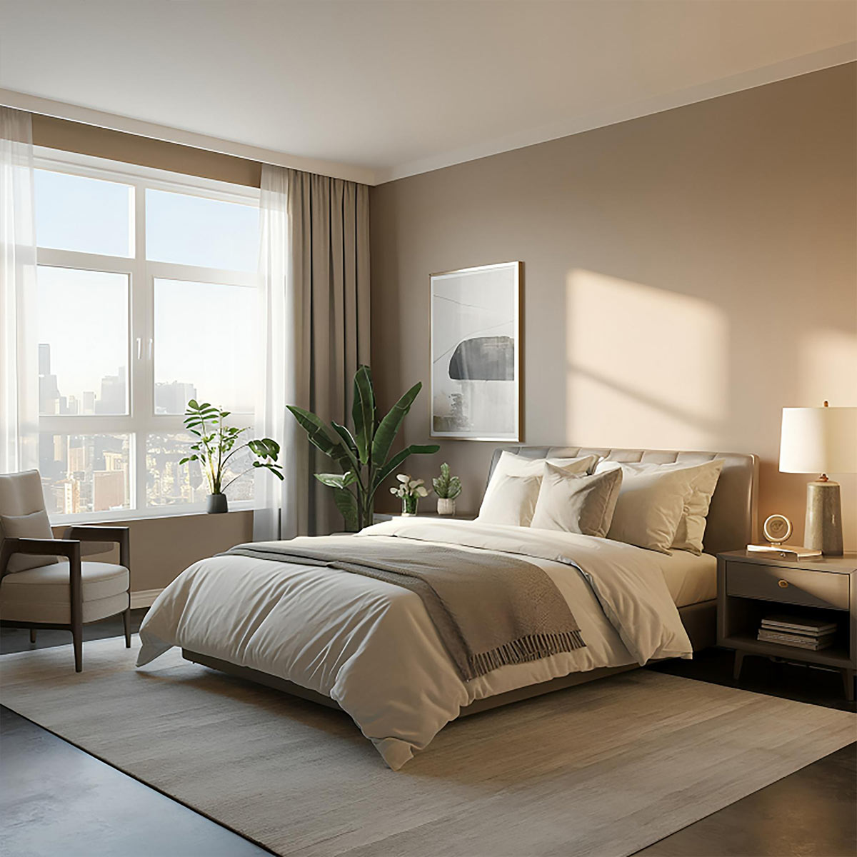 Deep cleaned luxury bedroom